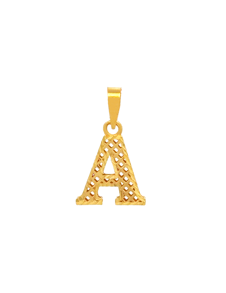 Gold Initial 'A' Pendant - 22 Karat