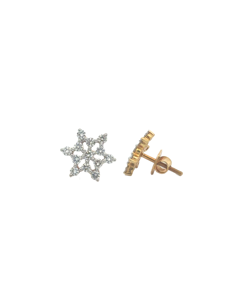Star Diamond Gold Earrings - 18 Karat