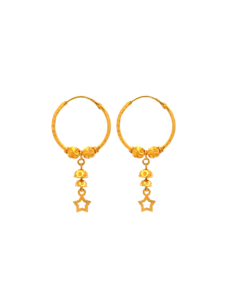 Star Drop Gold Bali - 22 Karat