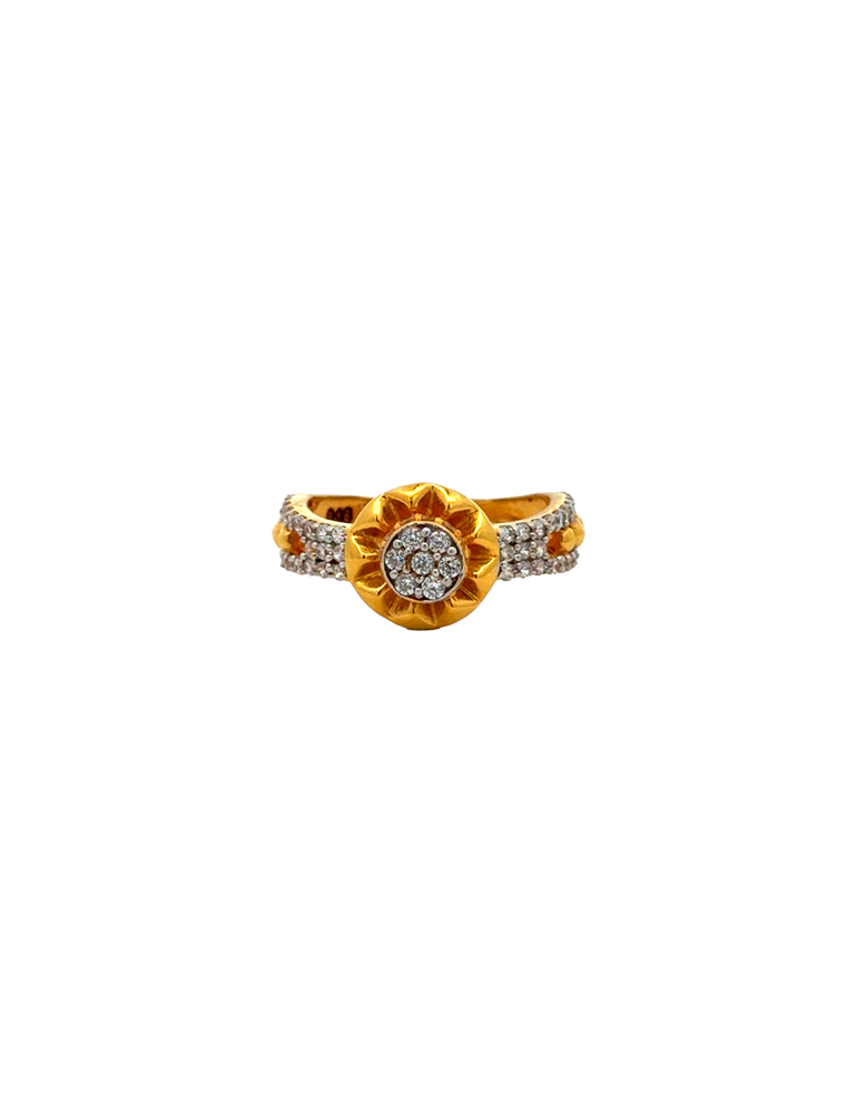 Floral Bloom Gold Ring in 22K
