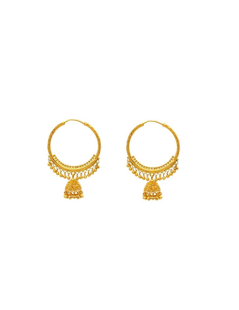 Gold Hoop Danglers - 22 Karat
