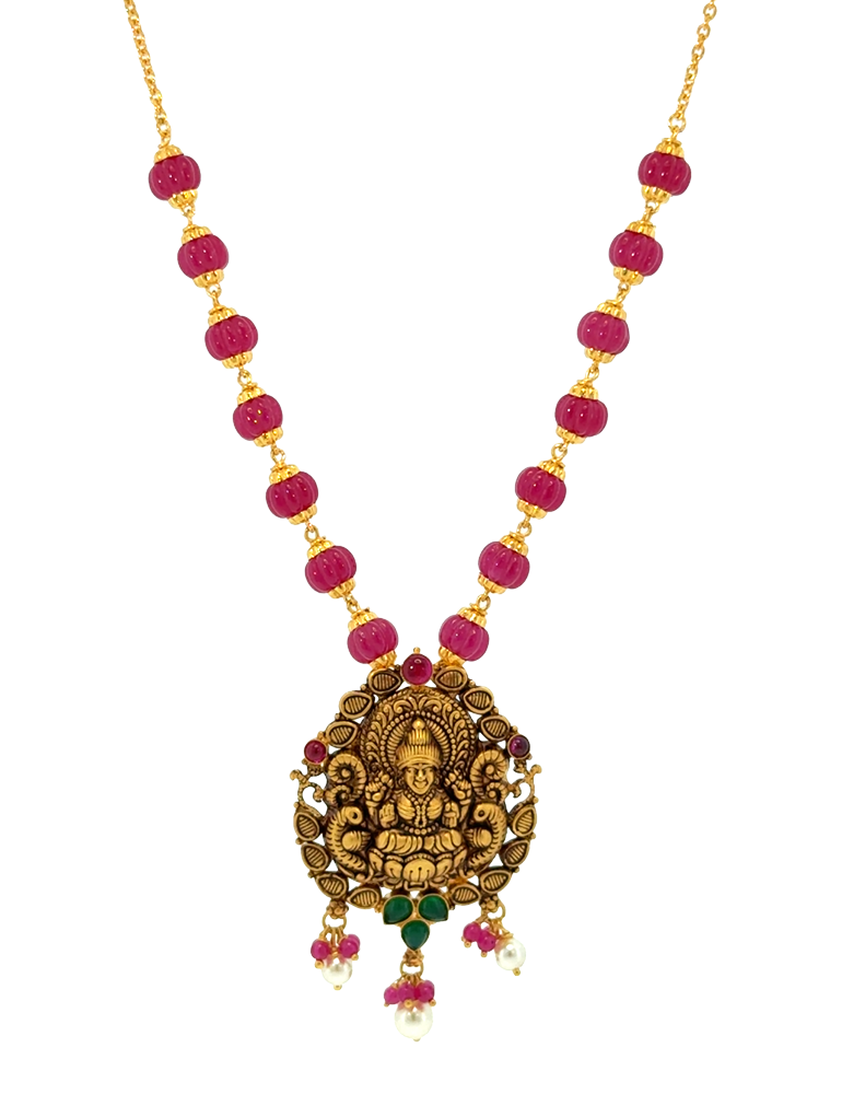 Suvarnika Lakshmi Pendant Necklace - 22 Kt