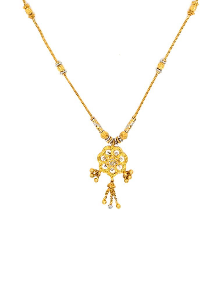 22 Karat Gold Two-tone Necklace Set with Earrings