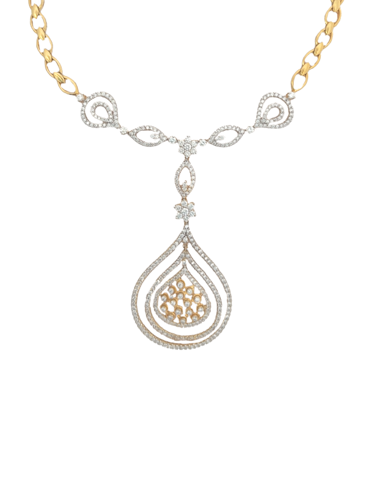 Diamond Necklace Set With Earring 18 Karat