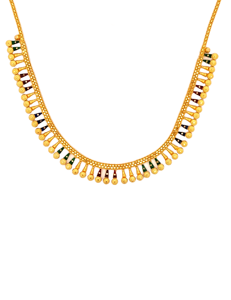 Gold Neckalce with Meenakari Work - 22 Karat
