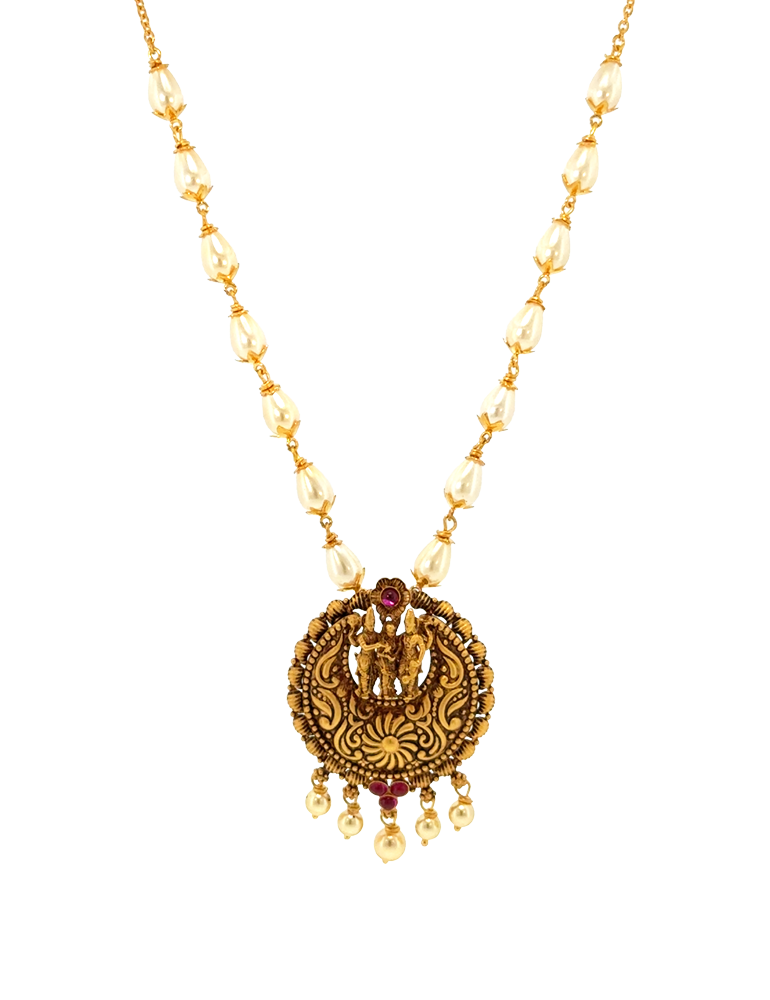 Shrivalli Pearl Lakshmi Necklace - 22 Kt