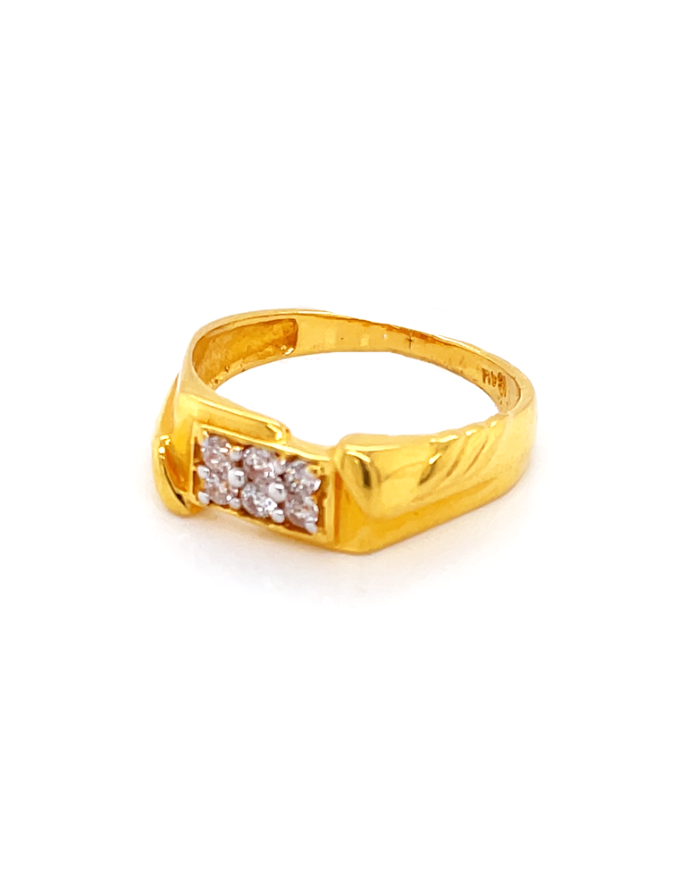 Yellow Gold Men's CZ Ring 22 Karat