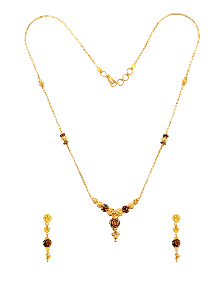 Rangoli Meenakari Gold Necklace Set - 22 Karat