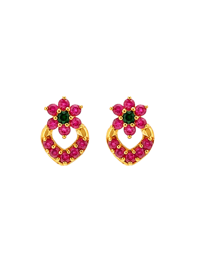 Ruby Petal Embrace Studs - 22 Karat
