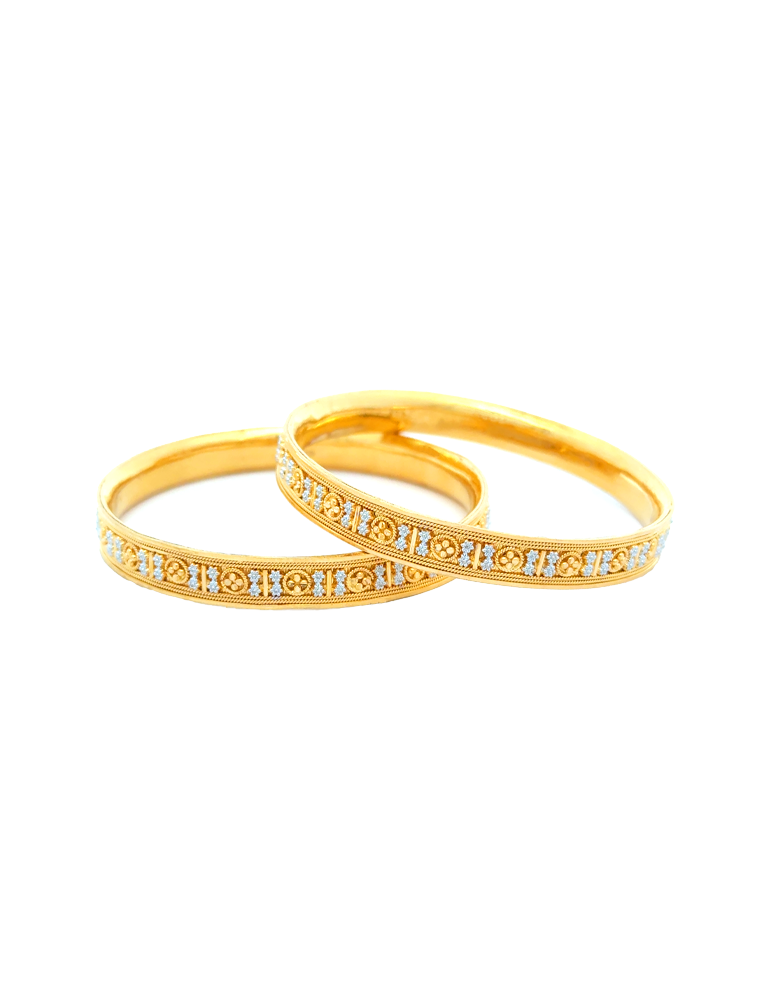 Heritage Floral Gold Bangle 22 Karat - Set of 2