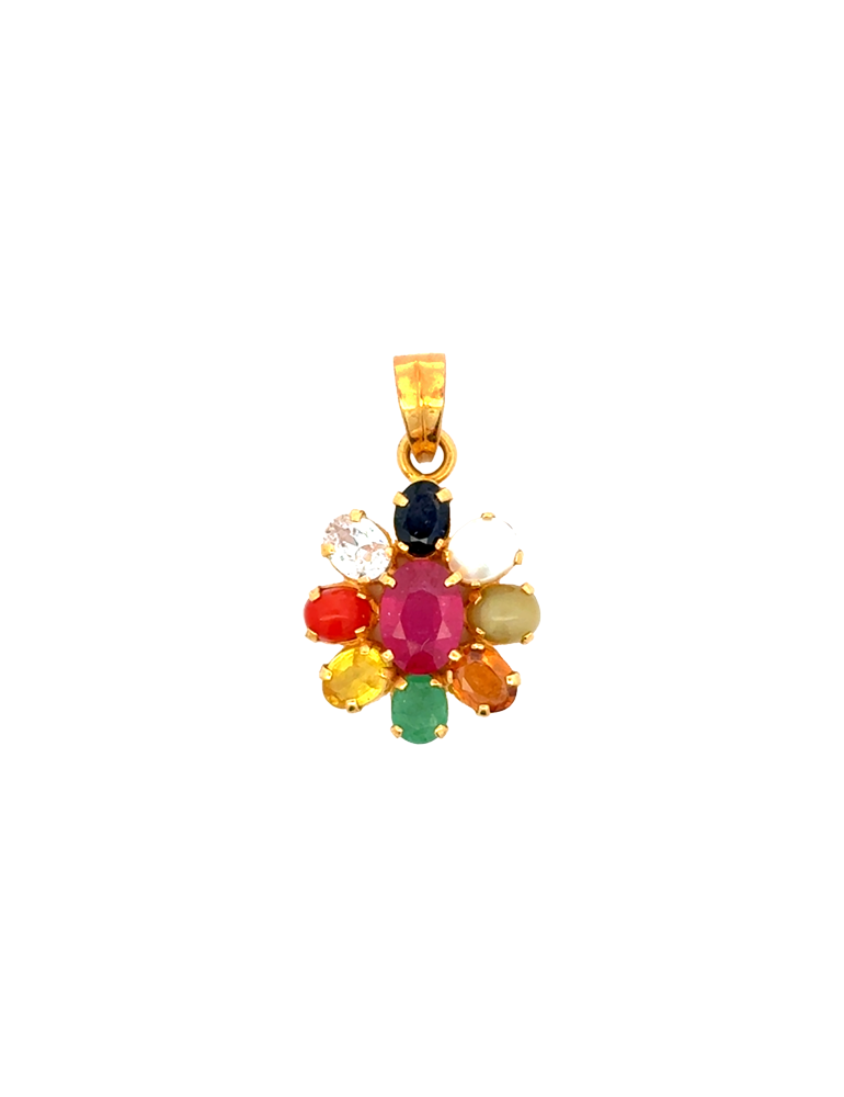 Gold Navarathna Pendant Set
