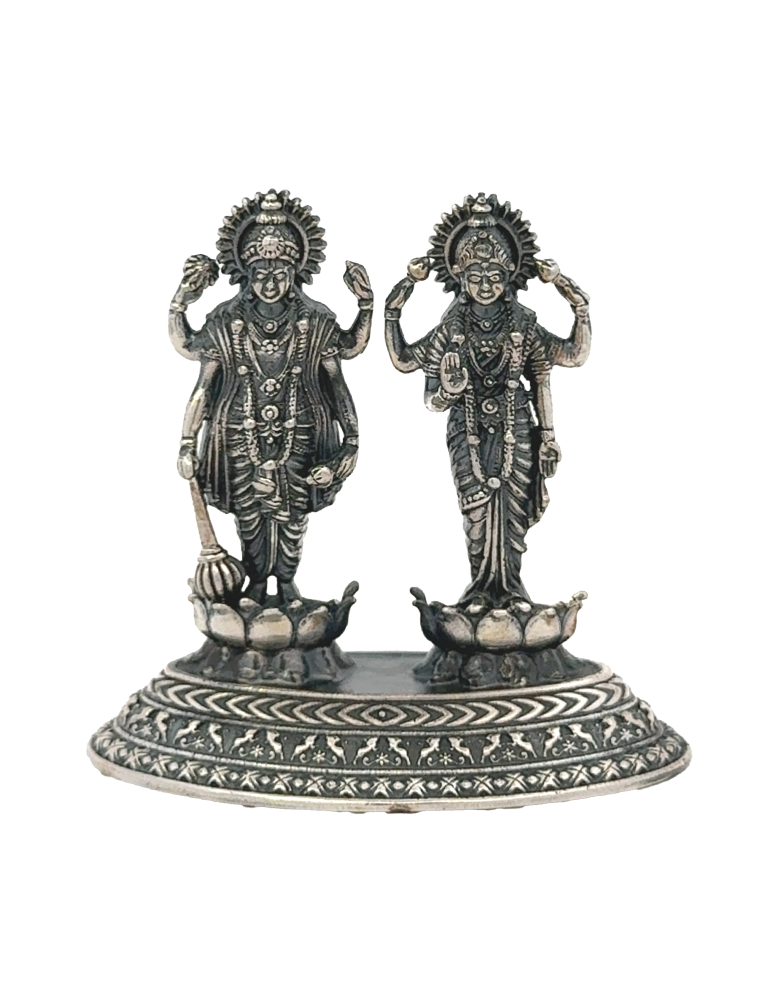 Silver Antique Lakshmi Narayan Idol