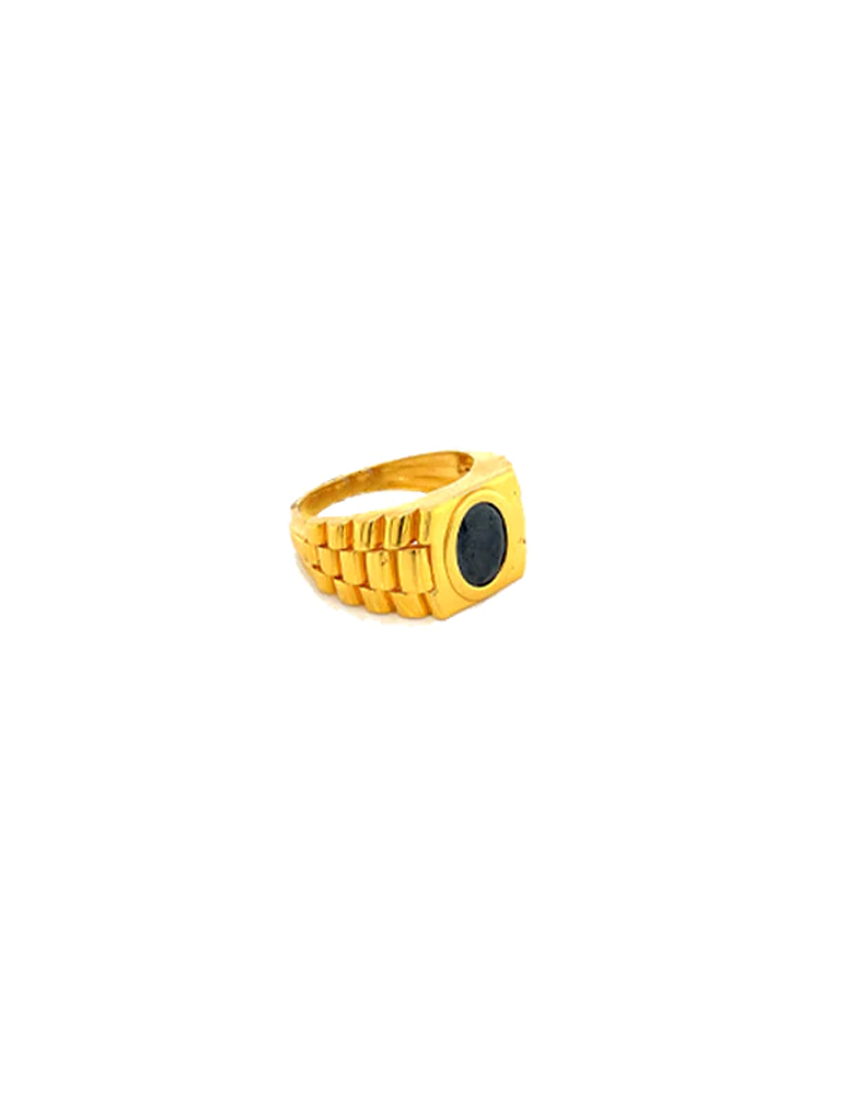 Gold Black Onyx Men's Ring 22 Karat