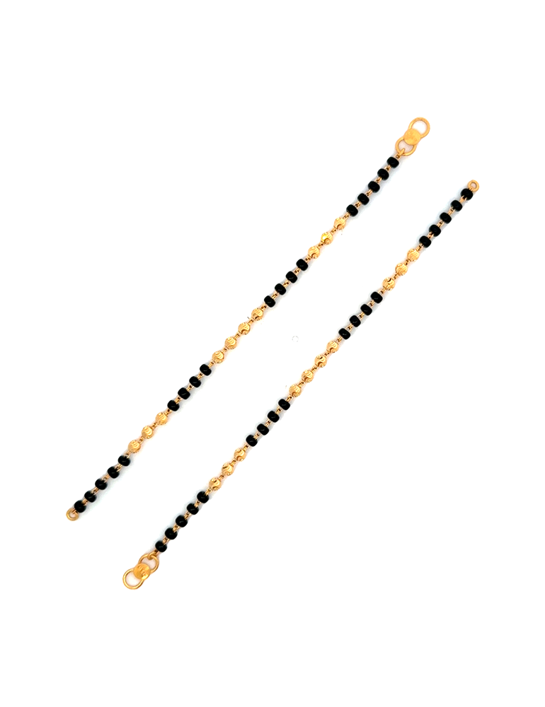 Black-Beads Kid's Bracelet - 22 Kt