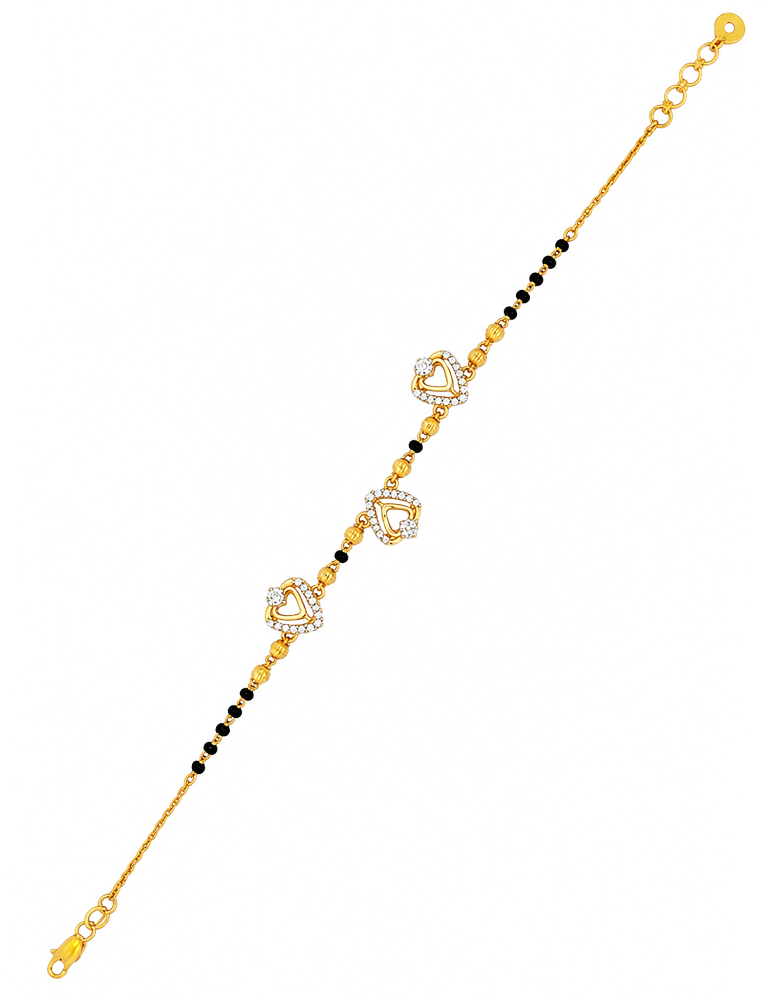 Heart Charm Mangalsutra Bracelet - 22 Karat