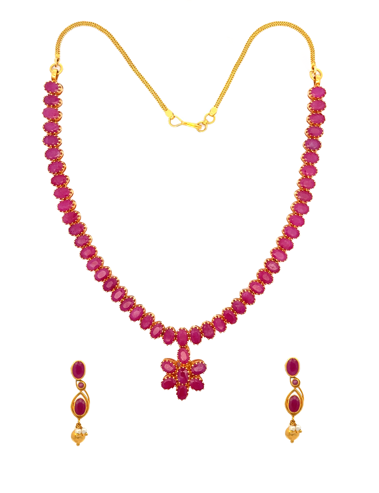 Gold Necklace Set with Earrings 22 Karat