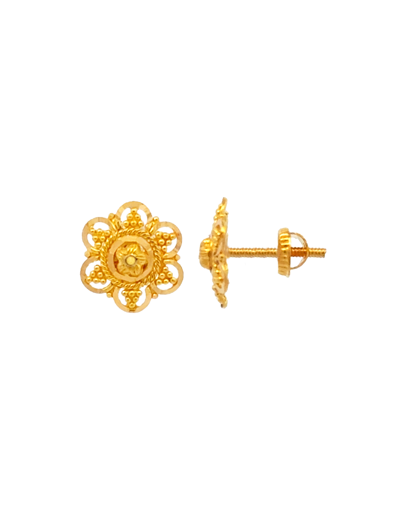 Petal Crown Gold Earring - 22 Karat