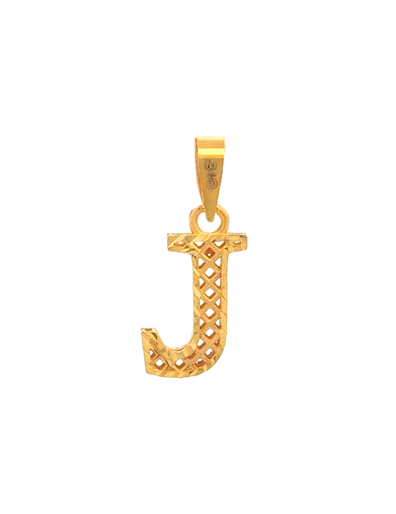 Gold Initial 'J' Pendant - 22K