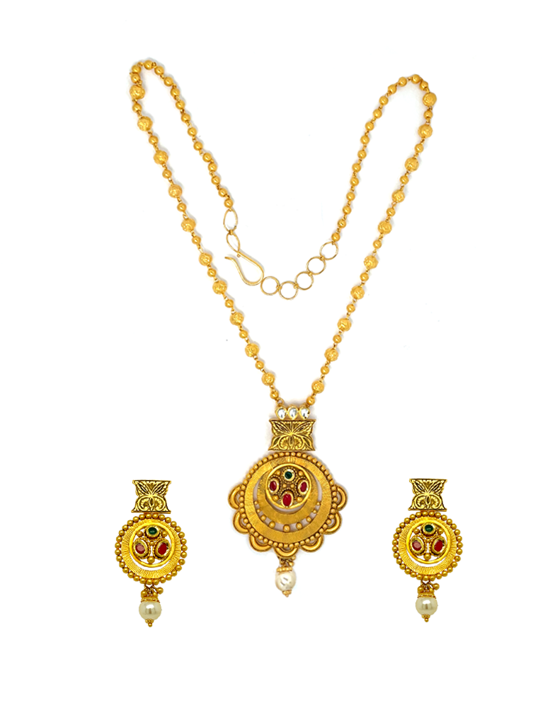 Gold Necklace Set with Earrings 22 Karat