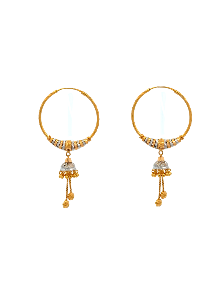 Gold Hoop Danglers - 22 Karat