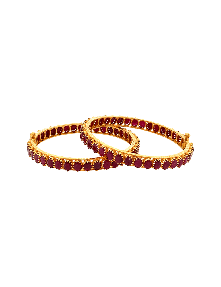 Velvet Rouge Bangle Stack 22 Karat - Set Of 2