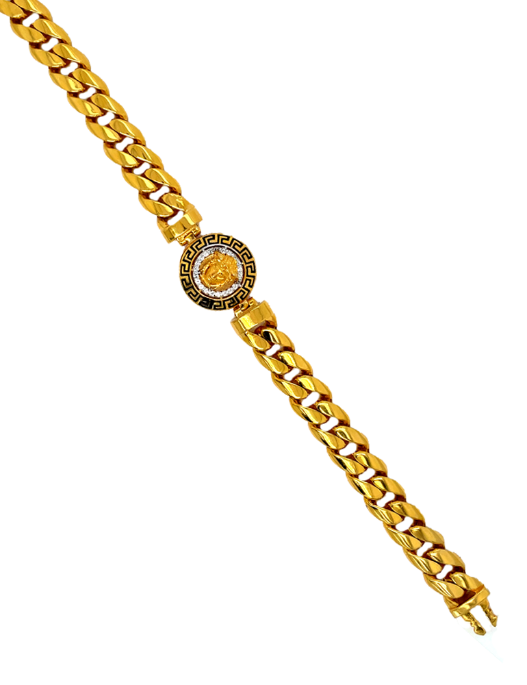 Gold Jesus Faced Men's Bracelet 22 Karat
