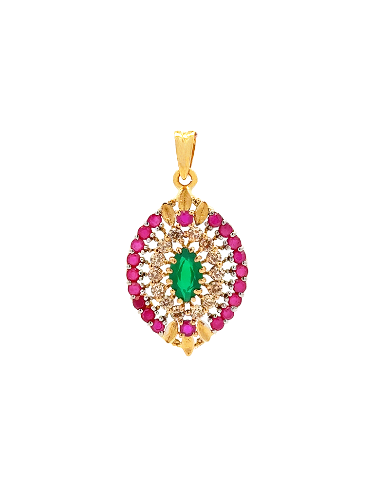 Panna Pushpa Pendant Set - 22 Karat