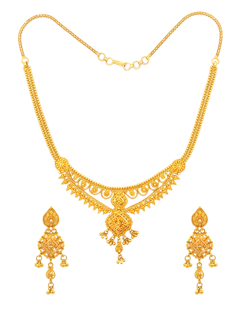 Gold Neckalce Set - 22 Karat