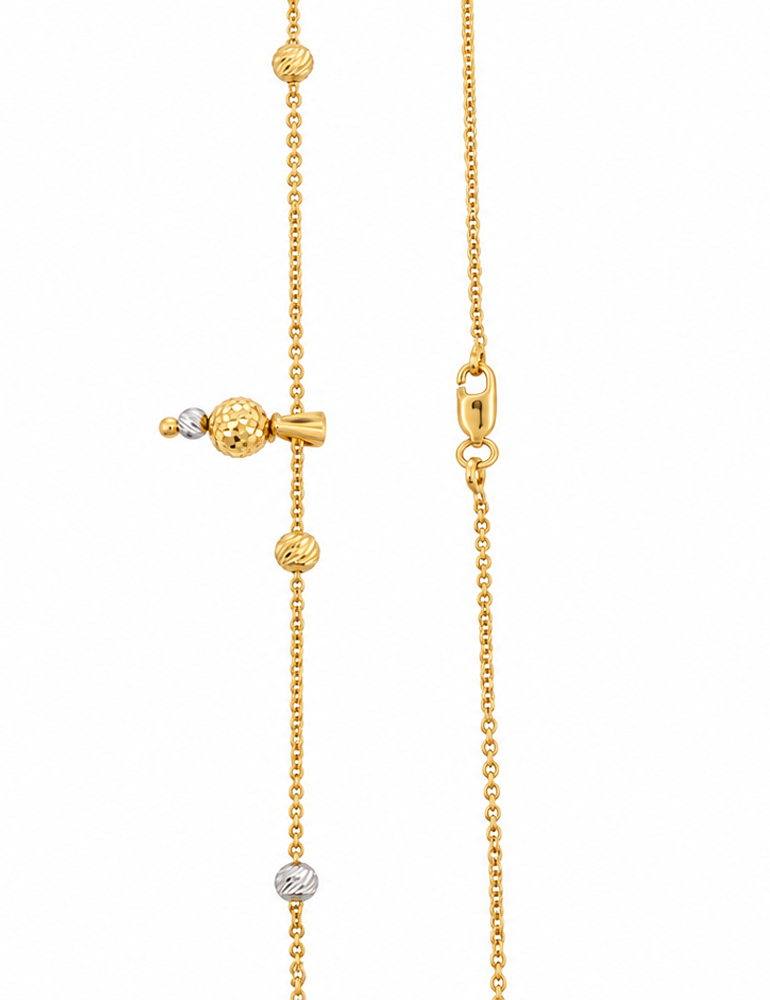 Two-Tone Orb Drop Necklace - 22 Kt