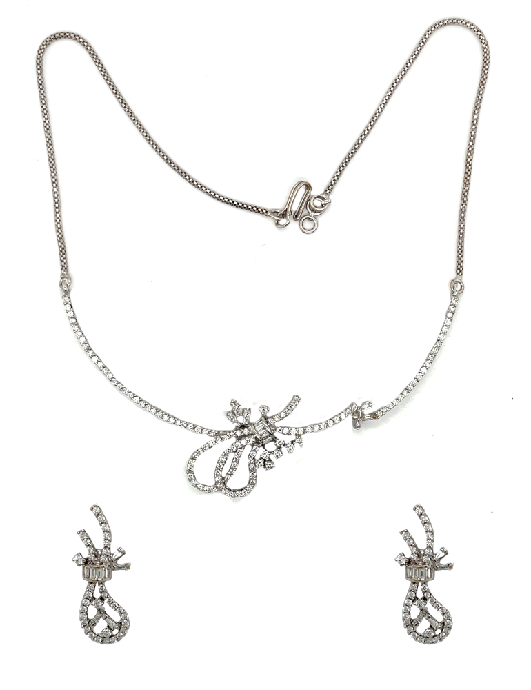 Diamond Necklace Set With Earring 18 Karat
