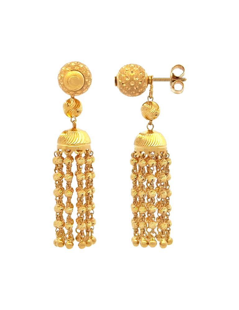 Reva Fringe Drape Earrings - 22 karat