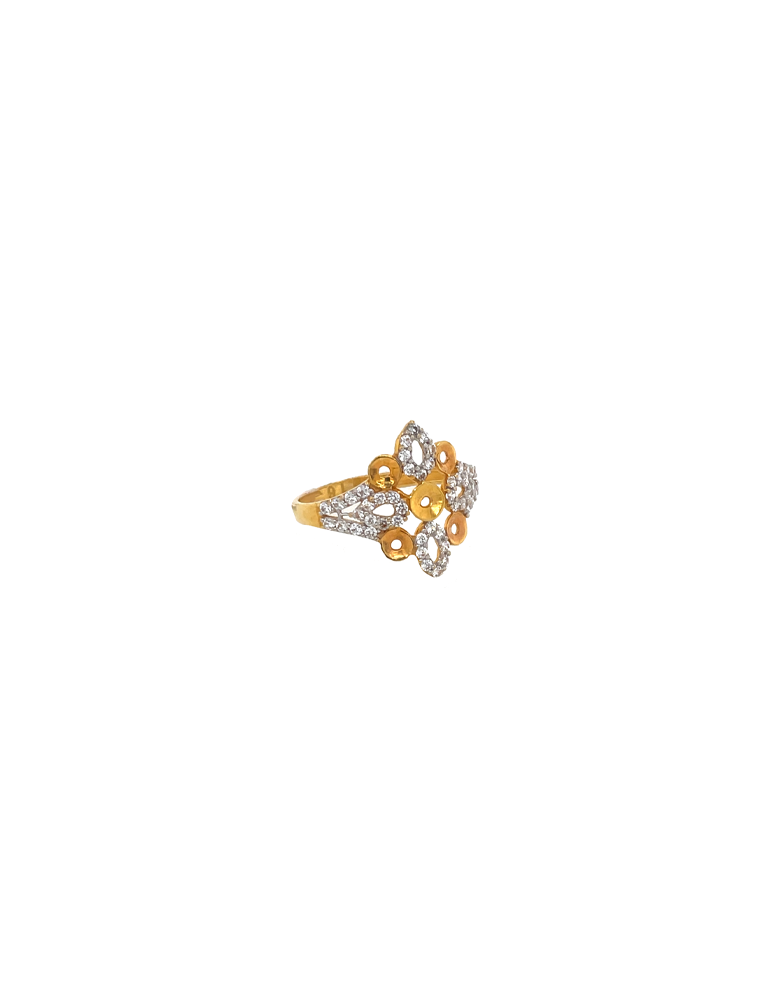 Two Tone CZ Gold Ring 22 Karat