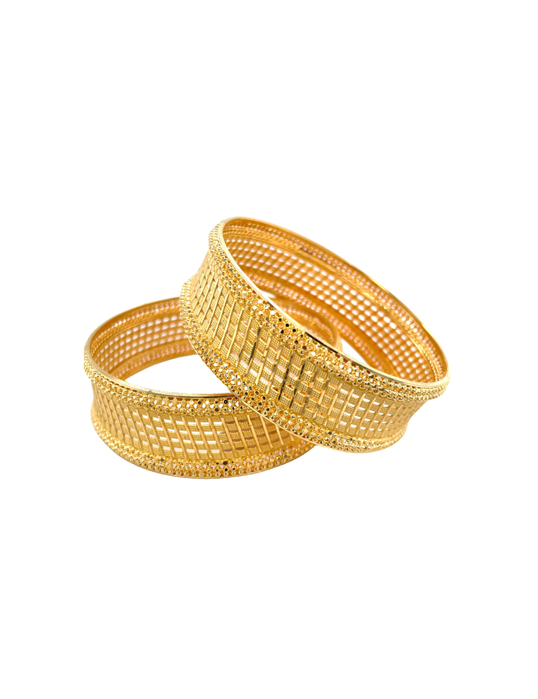 Flat Design Gold Bangles Kara 22 Karat Set Of 2
