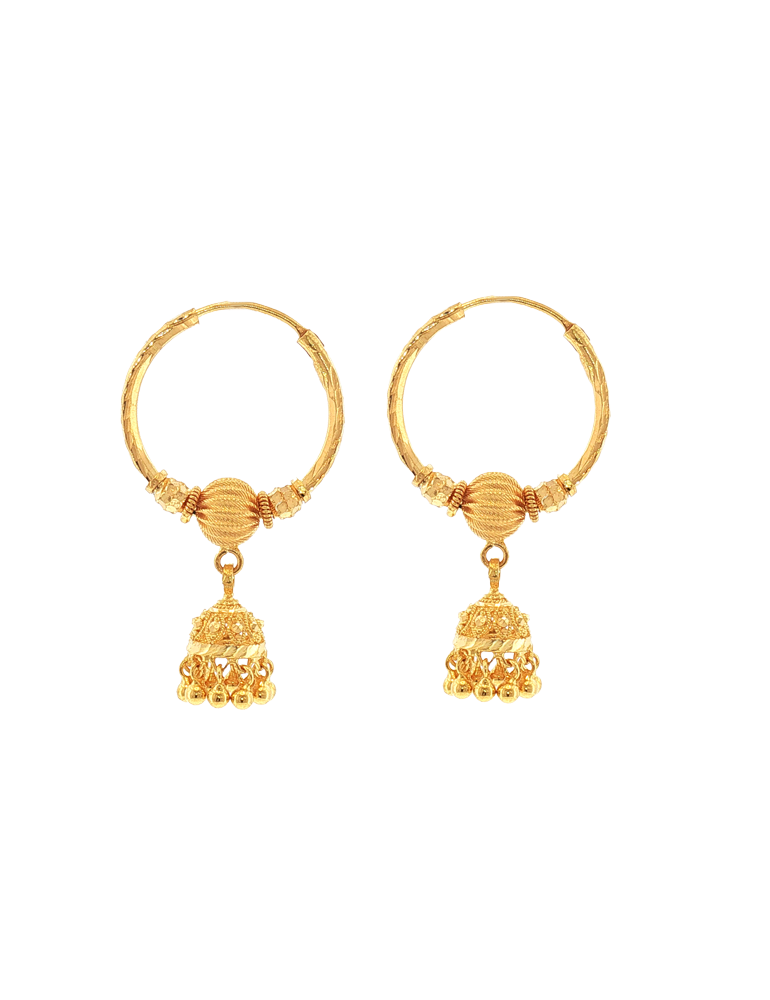 Jhilmil Jhumka Gold Hoops - 22 Karat
