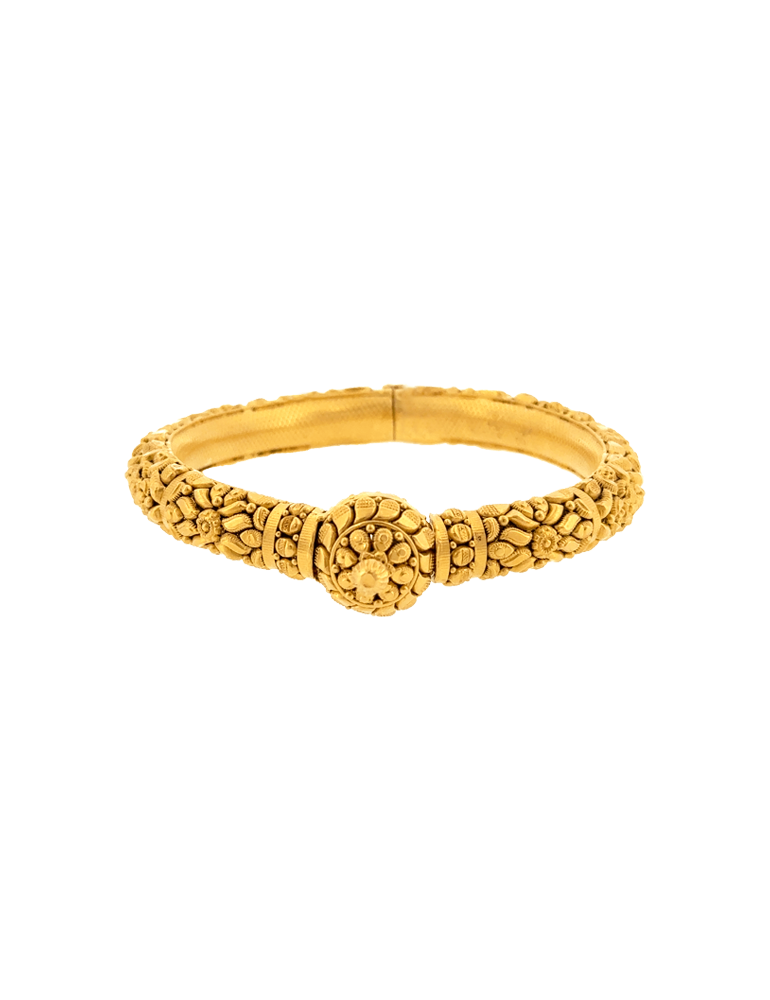 Antique Rajmudra Gold Bangle - 22 Karat