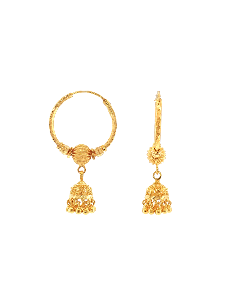 Jhilmil Jhumka Gold Hoops - 22 Karat