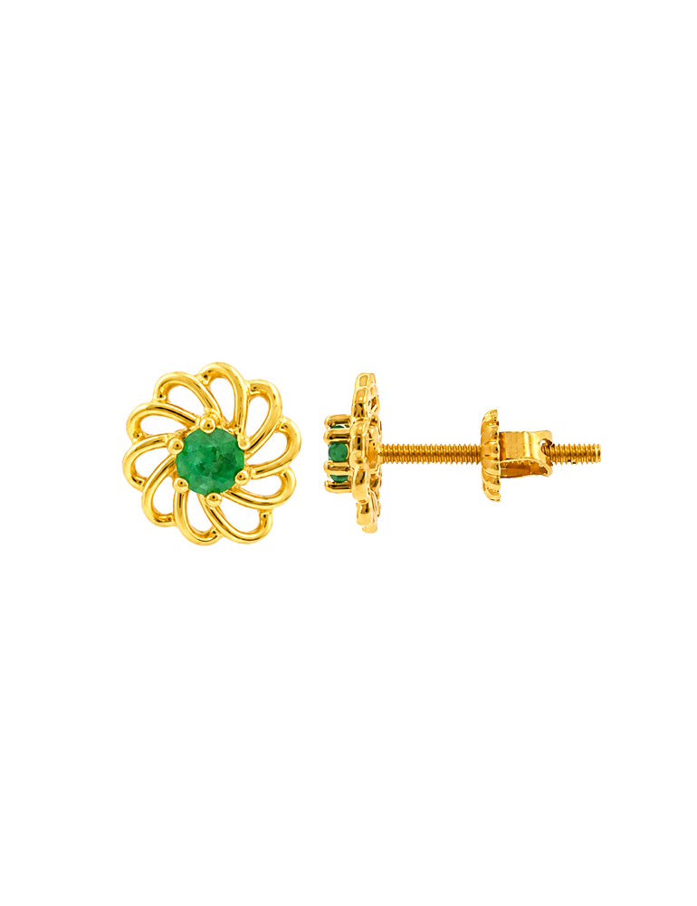 Meher Emerald Bloom Earrings - 22 Karat