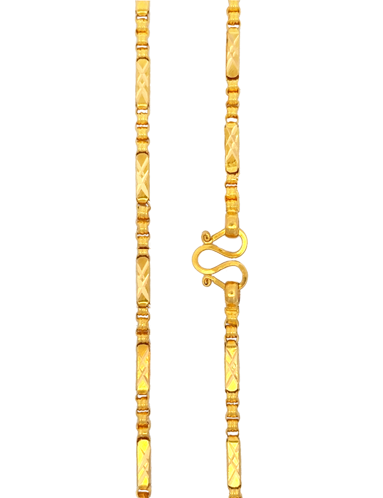 Kanor Prism Bar Sequence Gold Chain - 22 Karat