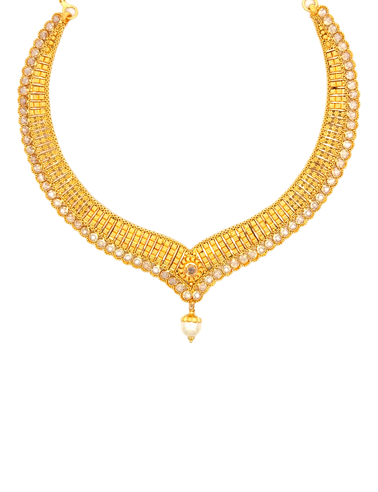 Muktika Pearl Gold Set with Earrings - 22 Karat