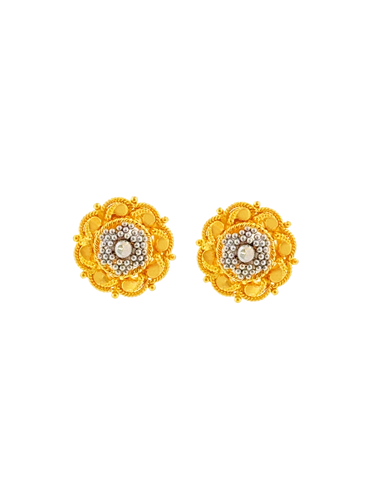 Swarna Pushpa Gold Stud Earrings - 22 Karat