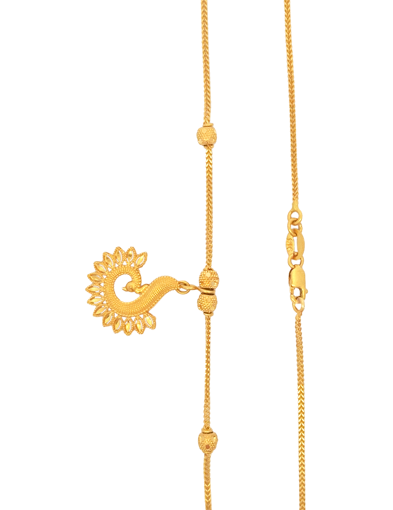 Gold Chain with Peacock's Grace - 22 Karat