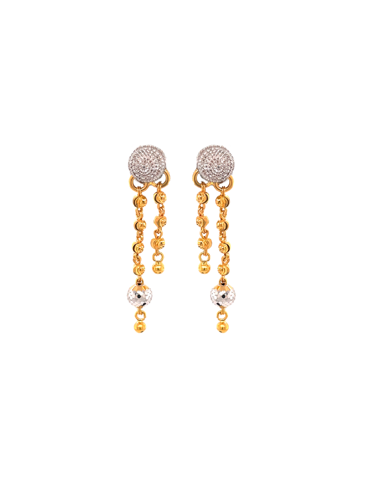 Two Tone Detachable Danglers Gold Earring 22 Karat