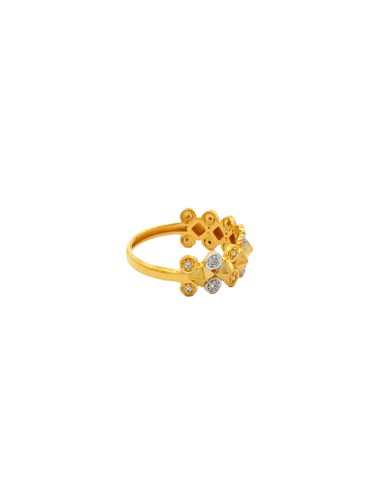 Modern Bezel Accent Gold Ring - 22 Karat