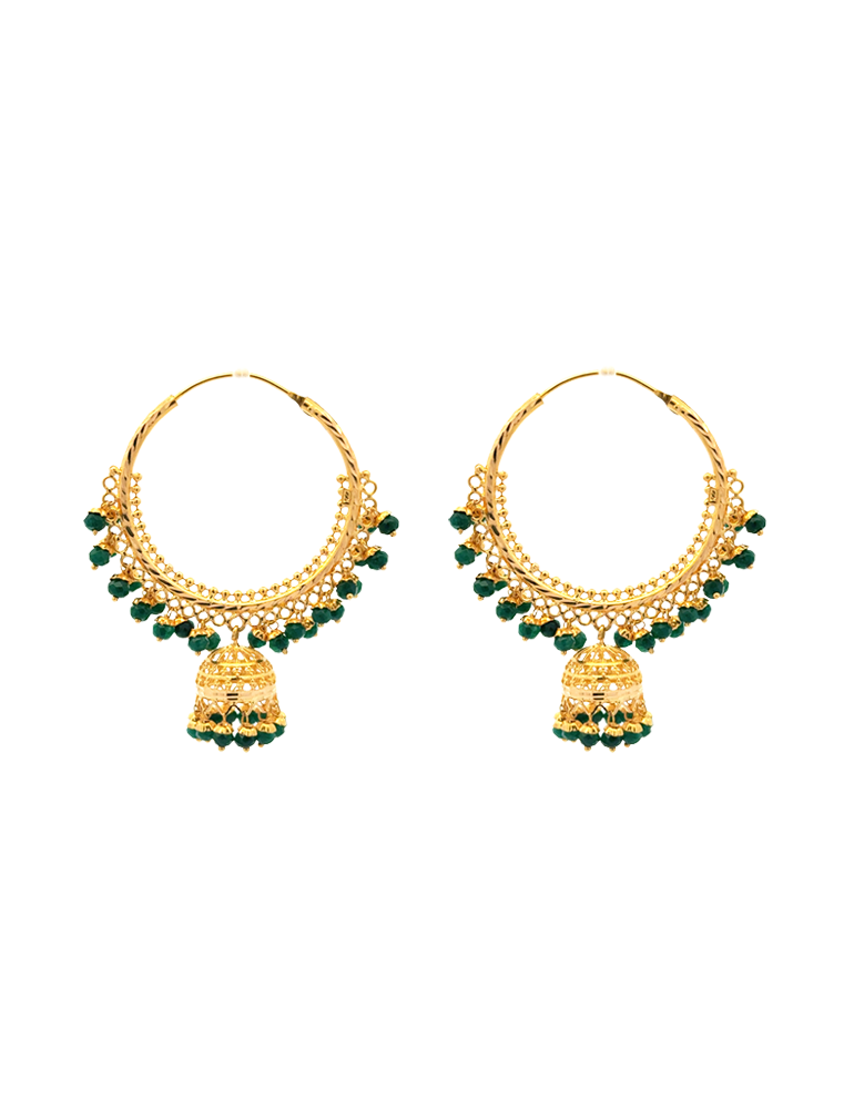 Harita Jhumka Hoops - 22 Karat