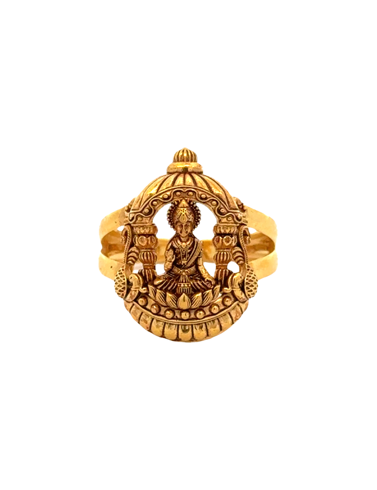 Mahalakshmi Temple Gold Ring - 22 Karat