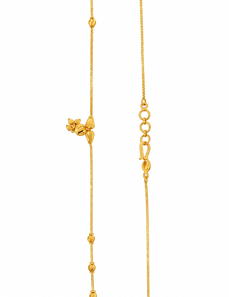 Delicate Floral Station Necklace - 22 Kt