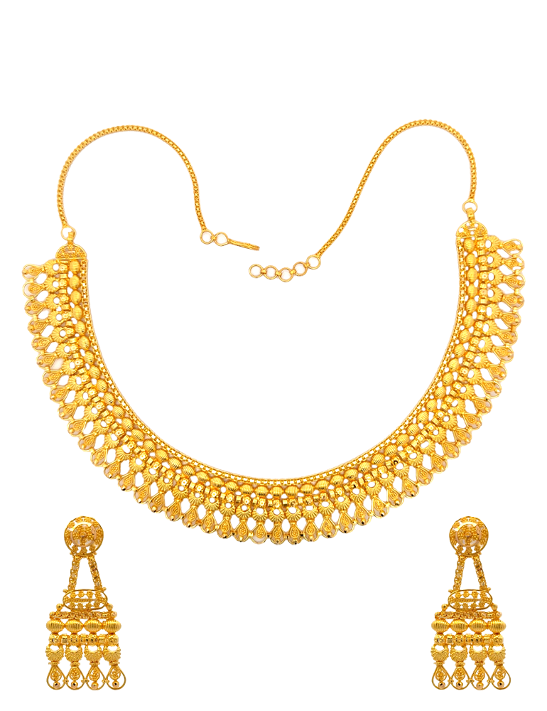 Gold Neckalce With Earrings - 22 Karat