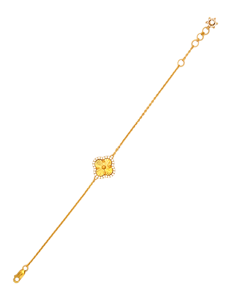 Gold Floral Women's Bracelets - 22 Karat