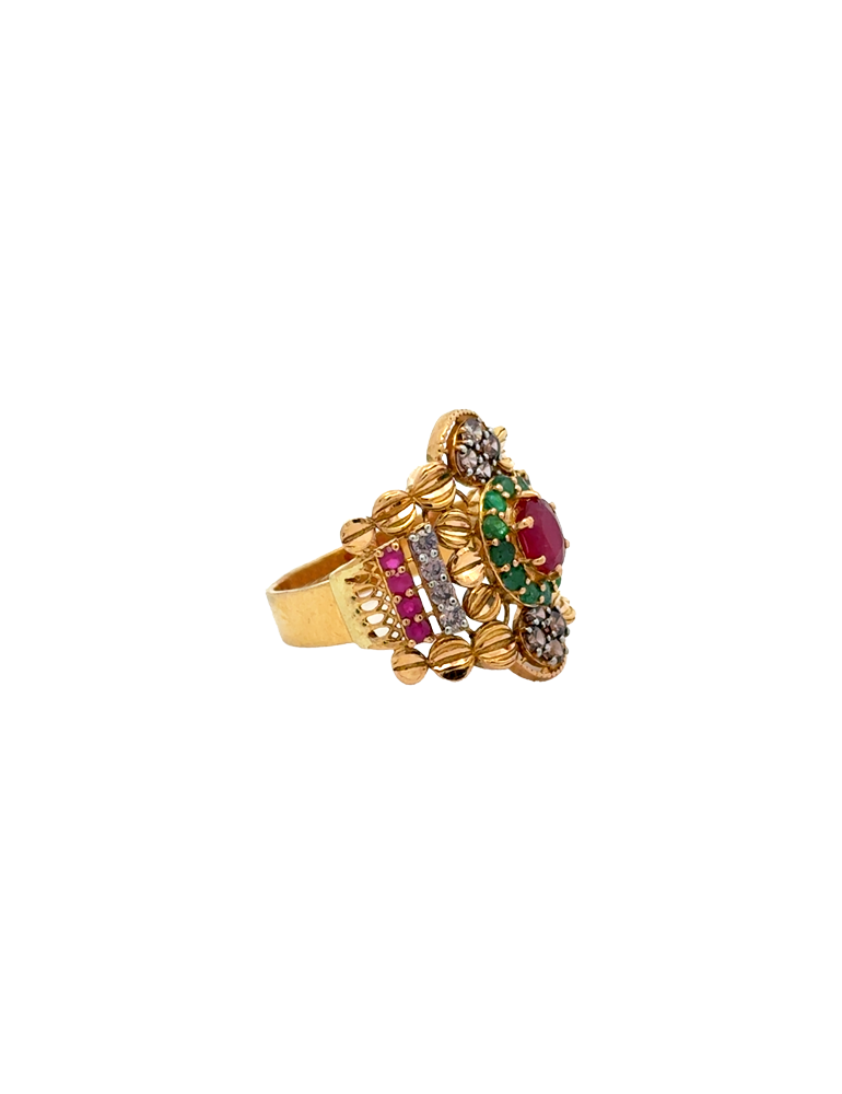 Vasundhara Gemstone Statement Ring - 22 Karat
