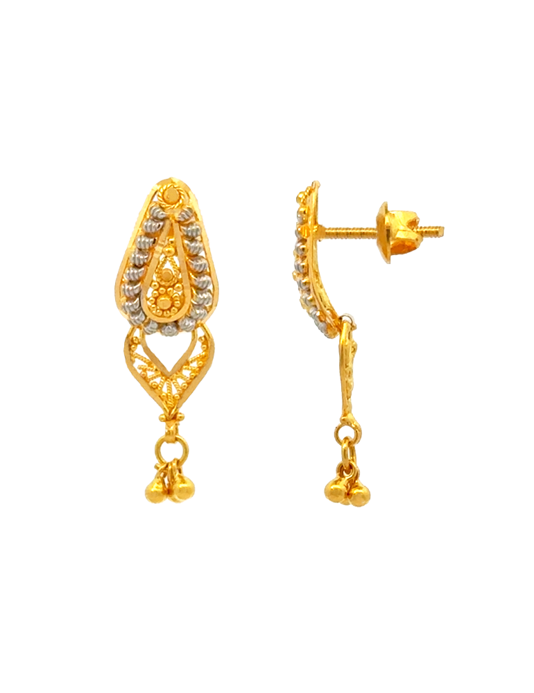 Meera Dual-Tone Drop Earrings 22 karat